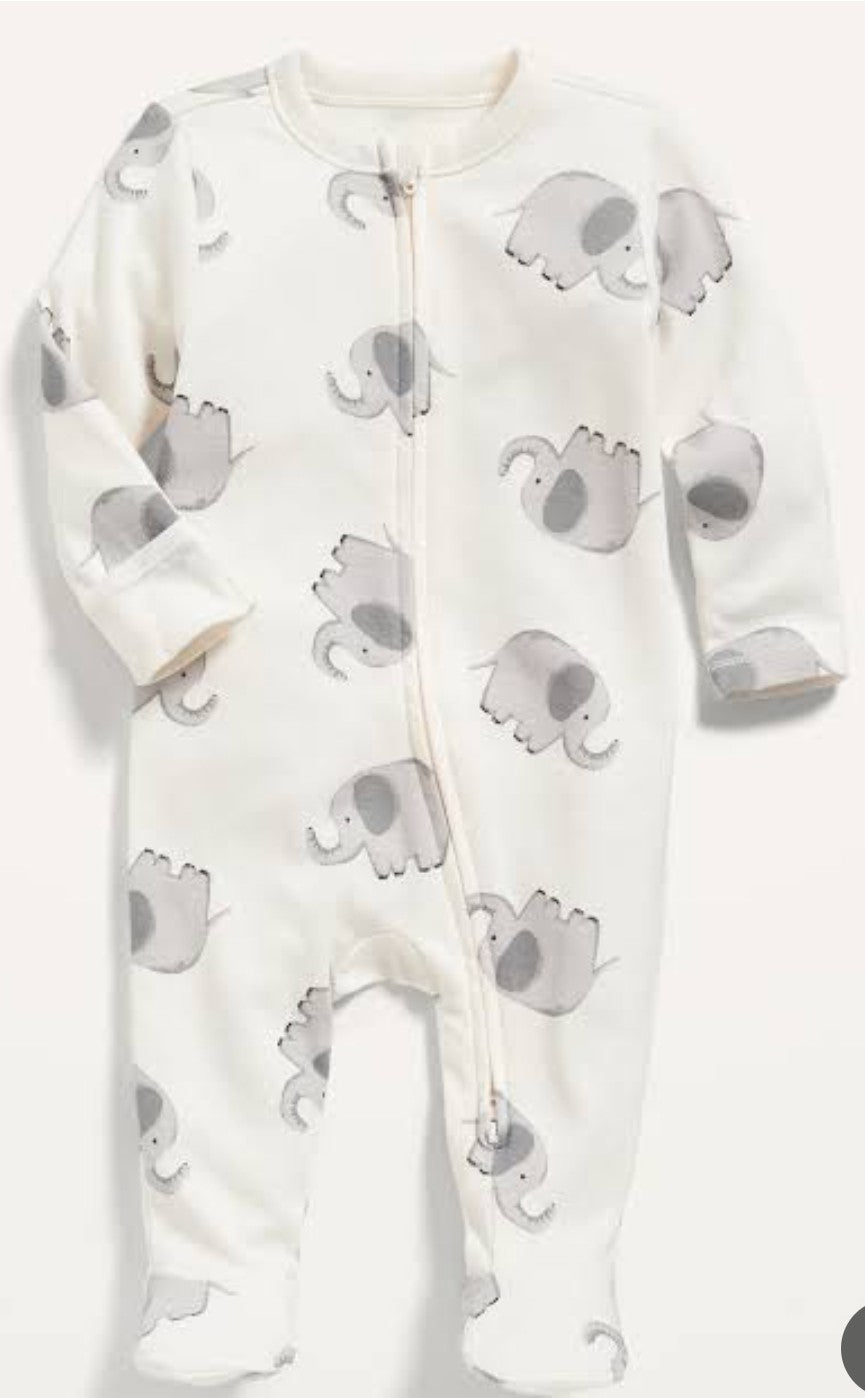 Old Navy Unisex Elephant Sleep & Play Footed One-Piece for Baby 2-Way Zipper