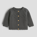 Charcoal Knit Button-Up Baby Cardigan